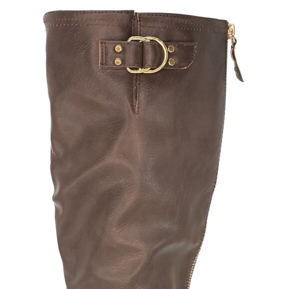 XOXO Minkler Brown Faux Leather Knee High Wide Calf Womens Boots Size 5.5W - Picture 8 of 11
